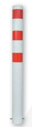 Absperrpfosten rund Ø 102 mm weiß mit roten Streifen