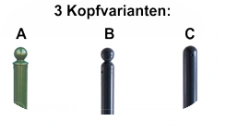 Stil-Absperrpfosten Ø 60 mm in 3 Kopfvarianten