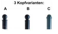 Stil-Absperrpfosten Ø 76 mm in 3 Kopfvarianten