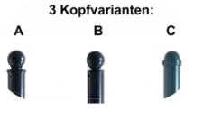 Stil-Absperrpfosten Ø 76 mm in 3 Kopfvarianten