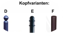 Stil-Absperrpfosten Ø 76 mm in verschiedenen Kopfvarianten