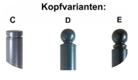 Stil-Absperrpfosten Ø 82 mm in verschiedenen Kopfvarianten
